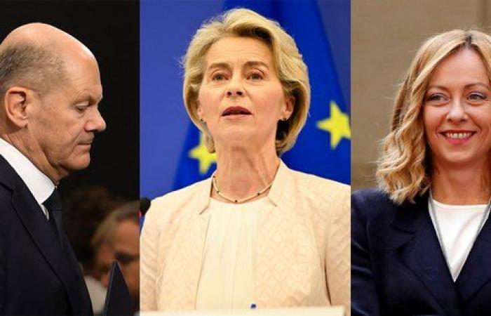 Ursula Von der Leyen, Giorgia Meloni e Olaf Scholz, tre visioni opposte