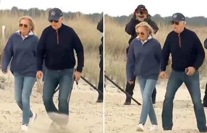 Joe Biden è andato a fare una passeggiata su una spiaggia, ma non è stato facile