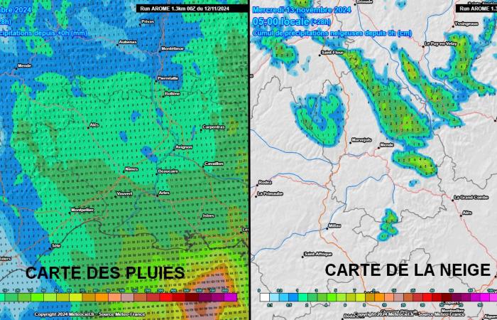 Nevicate sulla Lozère e piogge in pianura