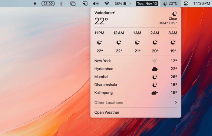 L'app Meteo è in arrivo sulla barra dei menu del tuo Mac