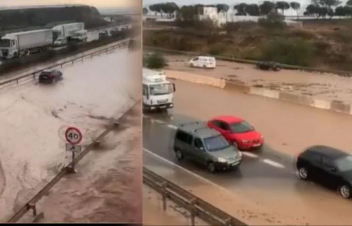 Una tempesta inonda le strade di Almería e trabocca le sue ramblas