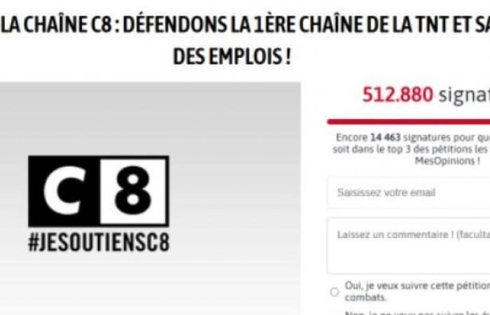 URGENTE – Alle 20:14 di questa sera, la petizione a favore di C8 ha superato il mezzo milione di telespettatori dopo soli 4 giorni online, segnando una mobilitazione senza precedenti per il canale!