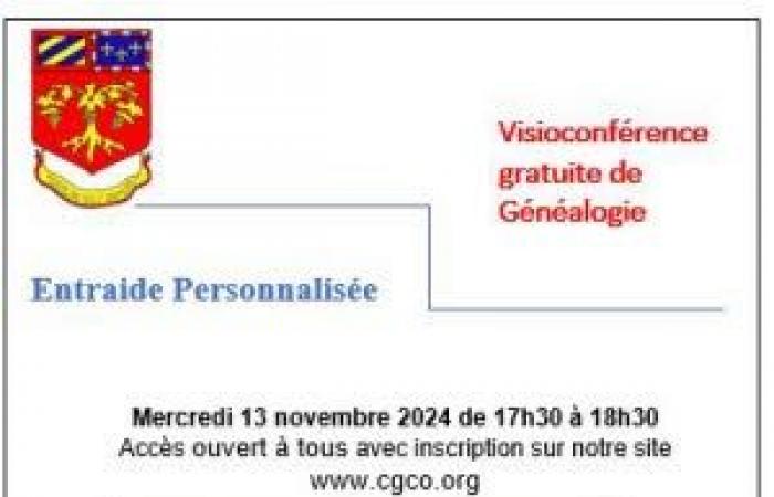 Circolo genealogico della Cote d'Or: assistenza reciproca personalizzata in videoconferenza: incontro, conferenza a Digione