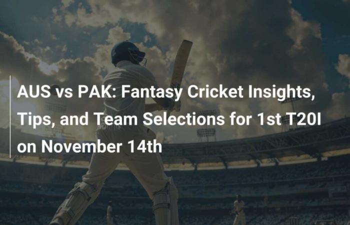 AUS vs PAK: approfondimenti, suggerimenti e selezioni delle squadre di Fantasy Cricket per il 1° T20I del 14 novembre