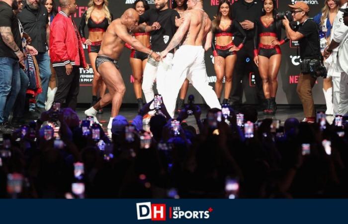 Mike Tyson schiaffeggia Jake Paul durante l’ultimo faccia a faccia prima di entrare sul ring: “È un piccolo folletto arrabbiato”