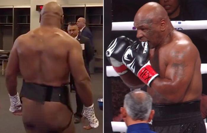 Il sedere di Mike Tyson mostrato in Jake Paul Fight e il motivo per cui si è morso il guanto