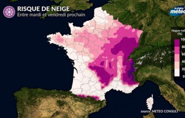 Giovedì potrebbe cadere neve in pianura nel nord della Francia: le mappe per capire la situazione