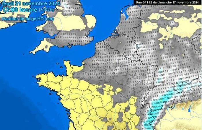 Giovedì potrebbe cadere neve in pianura nel nord della Francia: le mappe per capire la situazione