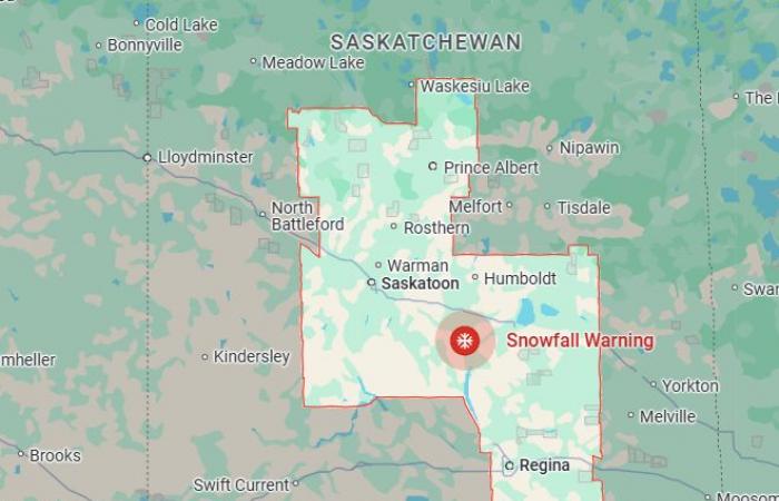 Allerta nevicate emessa in alcune parti del Saskatchewan