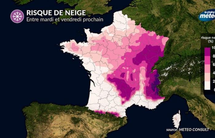 la neve arriva in pianura in tutti questi dipartimenti, le temperature scendono