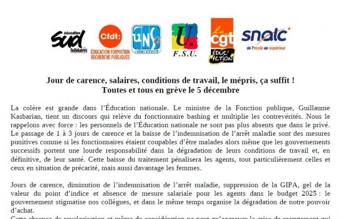 Comunicato intersindacale – Giornata d'attesa, salario, condizioni di lavoro, disprezzo, basta! Tutti in sciopero il 5 dicembre