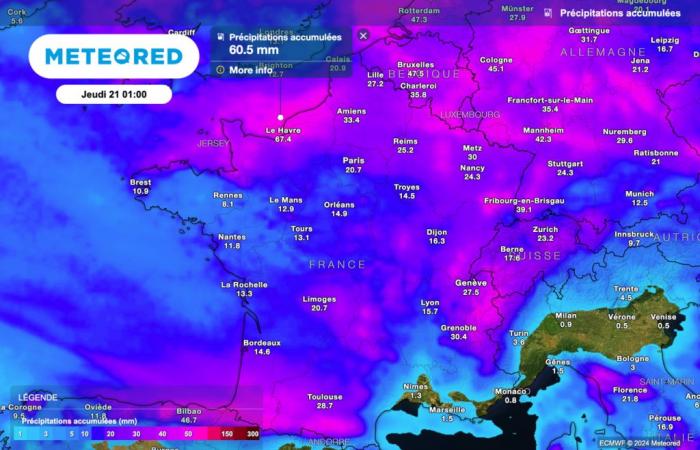 prima dell'arrivo del freddo e della neve, nelle prossime ore sono previste forti piogge in Francia