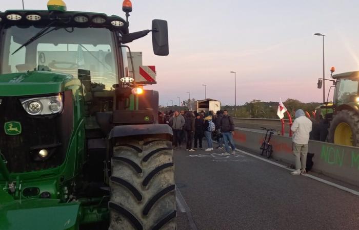 I contadini bloccano il Ponte Europa ad Avignone