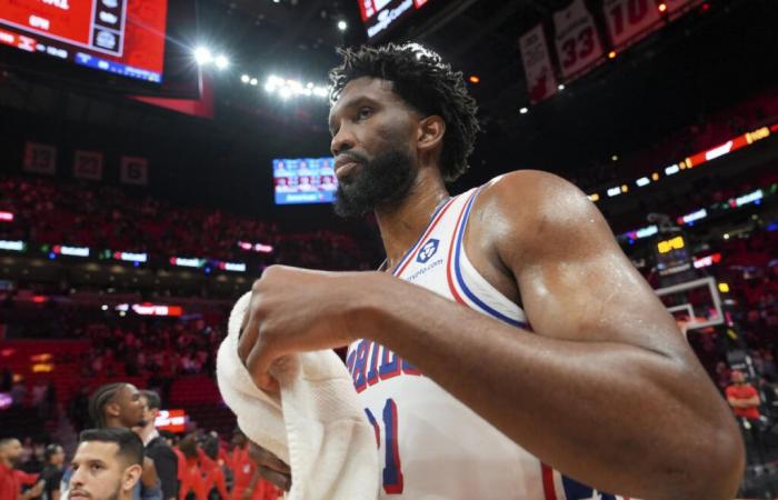 I 76ers guadagnano 19 punti di vantaggio nella sconfitta per 106-89 contro gli Heat, mentre Joel Embiid non tira tiri sbagliati