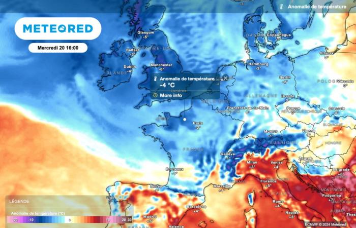 arrivo imminente della discesa dell'aria polare marittima sulla Francia. Domani temperature in calo!