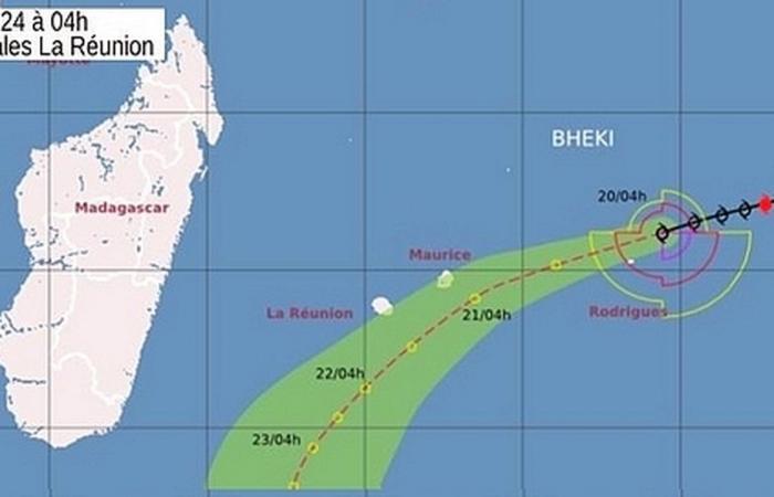 Bheki, una forte tempesta tropicale, si è verificata questo mercoledì mattina alle 4:42, a 935 km dalla costa dell'Isola della Riunione