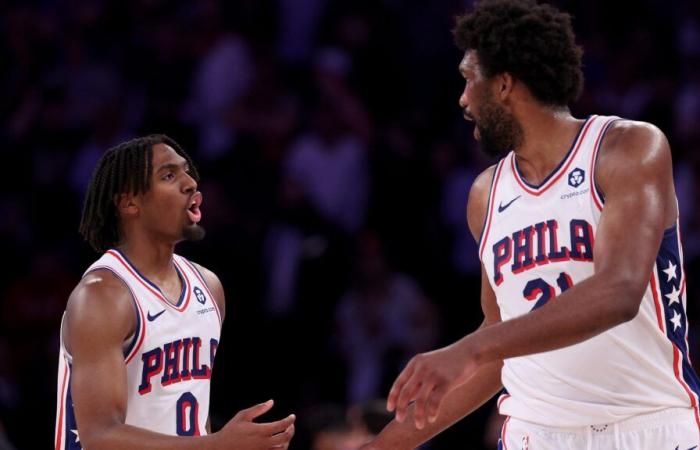 Joel Embiid Tyrese Maxey incontra la squadra dei Philadelphia 76ers NBA