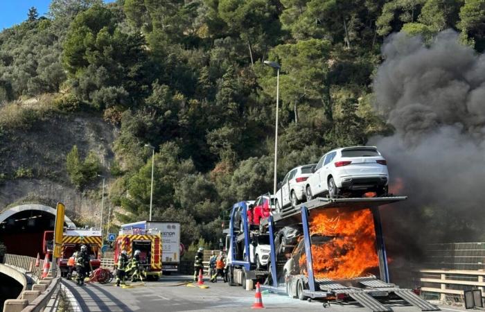 Carino. Un camion prende fuoco sull’autostrada A8, traffico interrotto