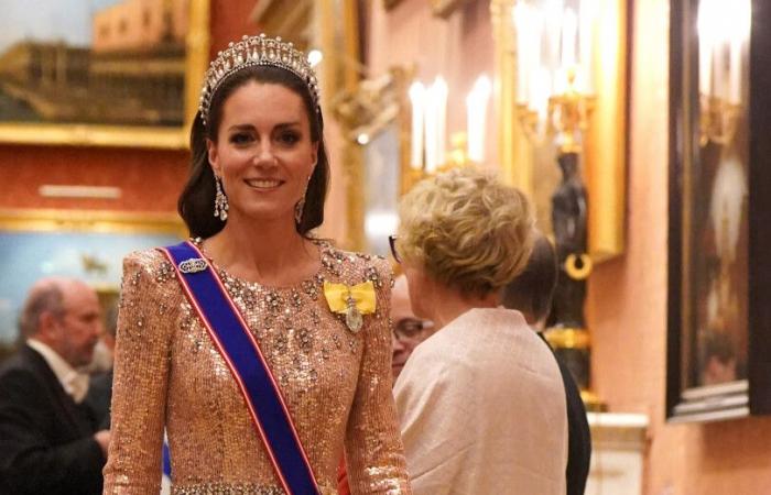 La regina Camilla, splendente al gala del corpo diplomatico con Carlo III e il principe Guglielmo