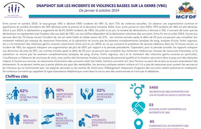 Haiti: istantanea sugli episodi di violenza di genere (GBV) da gennaio a ottobre 2024 – Haiti