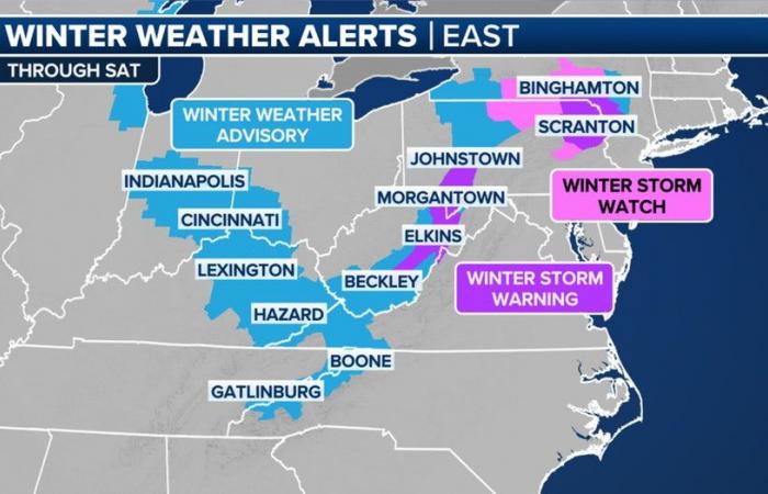 Quando aspettarsi forti venti, clima invernale, neve a New York, Pennsylvania l Cronologia