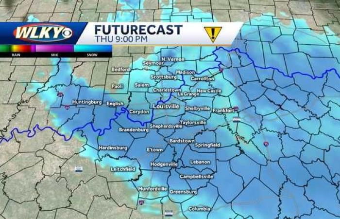 Giovedì sono possibili piogge di neve nella regione di Louisville