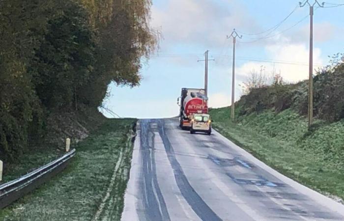 Haute Somme: un veicolo pesante bloccato su un pendio ghiacciato provoca un ingorgo sulla D.1029