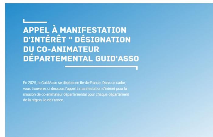 Invito a manifestare interesse: Co-facilitatore dipartimentale Guid'Asso in Seine-et-Marne – Notizie