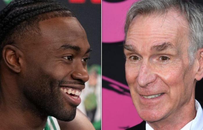 La star dell'NBA Jaylen Brown ha una dolce reazione all'incontro con l'eroe dell'infanzia Bill Nye