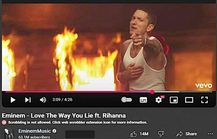 Eminem – “Love The Way You Lie” feat. Rihanna ha superato 2,9 miliardi di visualizzazioni su YouTube | Eminem.Pro