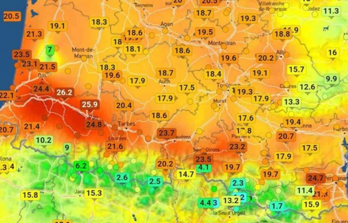 Quasi 26°C al Sud-Ovest… Temperature “pazzesche” registrate ieri sera