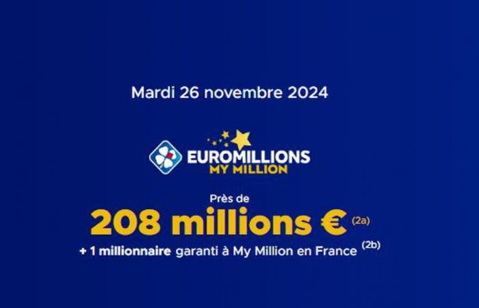 l'estrazione di questo martedì 26 novembre 2024 ha vinto 212 milioni di euro [EN LIGNE]