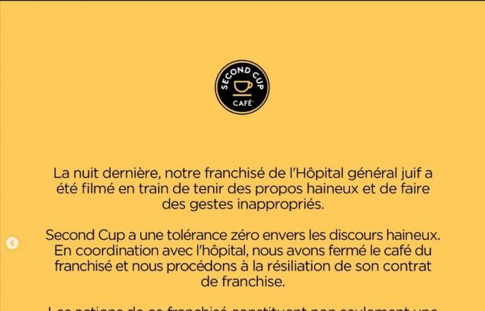 Second Cup Café presso l’Ospedale Generale Ebraico | La SPVM apre un’indagine su gesti antisemiti commessi da un affiliato