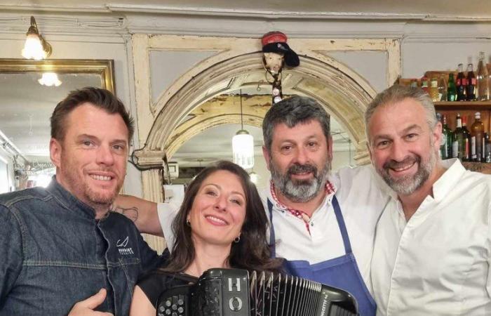 Fisarmonica e tappi di sughero lionese: Nathalie Bernat al fianco degli chef