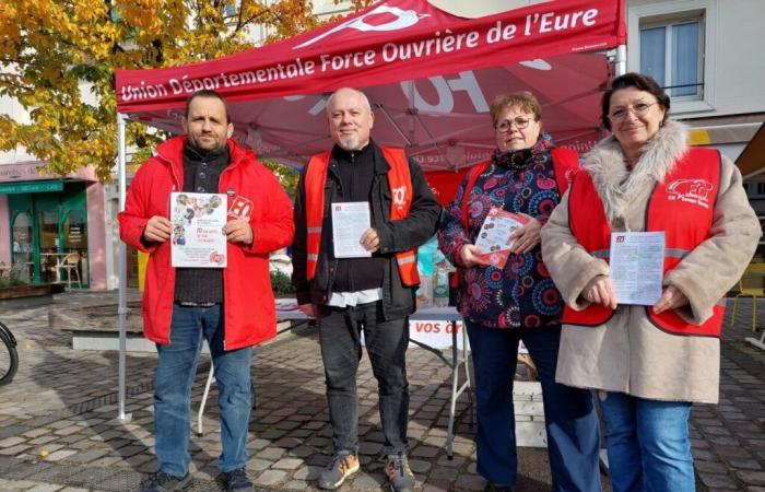 in vista delle elezioni sindacali nelle VSE, la Force Ouvrière scende in piazza sul mercato di Vernon