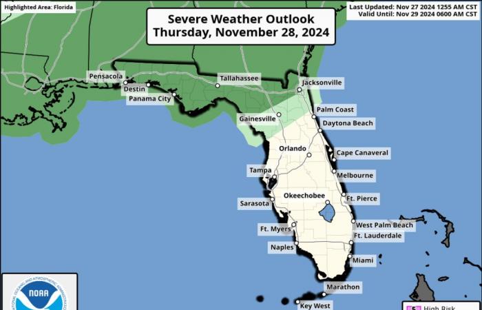 Tropici tranquilli. Fronti freddi e forti temporali previsti per il Giorno del Ringraziamento in Florida