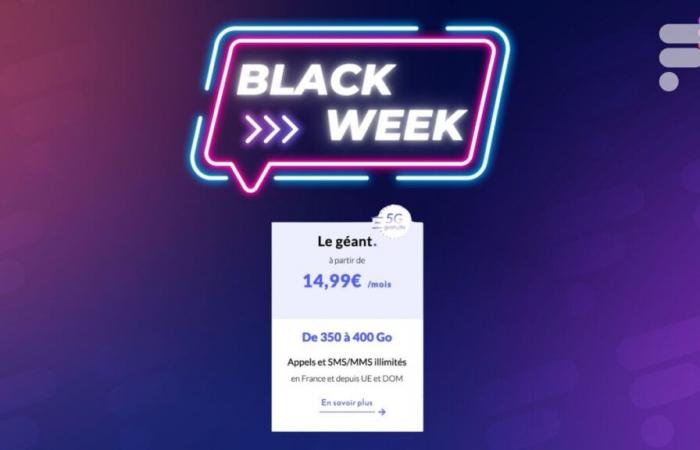 Fino a 400 GB a partire da 15€/mese, questo è il pacchetto giga 5G di questa settimana del Black Friday