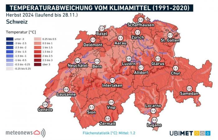 Autunno 2024 troppo mite, troppo umido e troppo nuvoloso (29 novembre 2024)