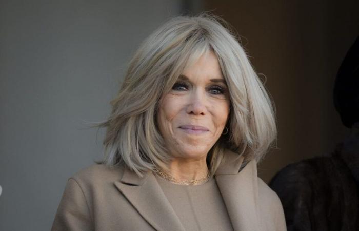 Per questa cena di stato, Brigitte Macron arricchisce il suo chignon da sera con un accessorio per capelli molto parigino