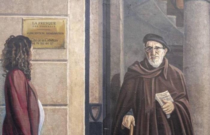 Il ritratto dell'abate Pierre cancellato da un affresco a Lione