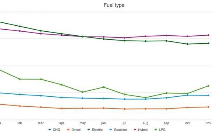 Evoluzione dei prezzi delle auto usate in Belgio (novembre 2024)