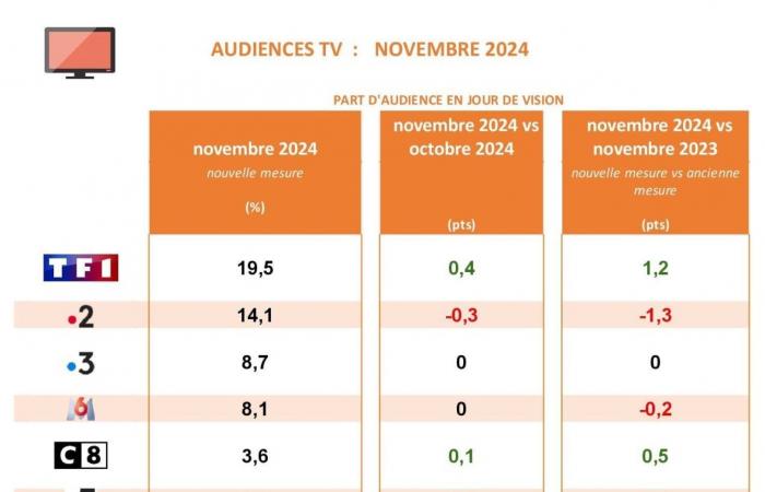 Ascolti televisivi: TF1 continua la sua ascesa e France 2 rallenta leggermente la sua caduta