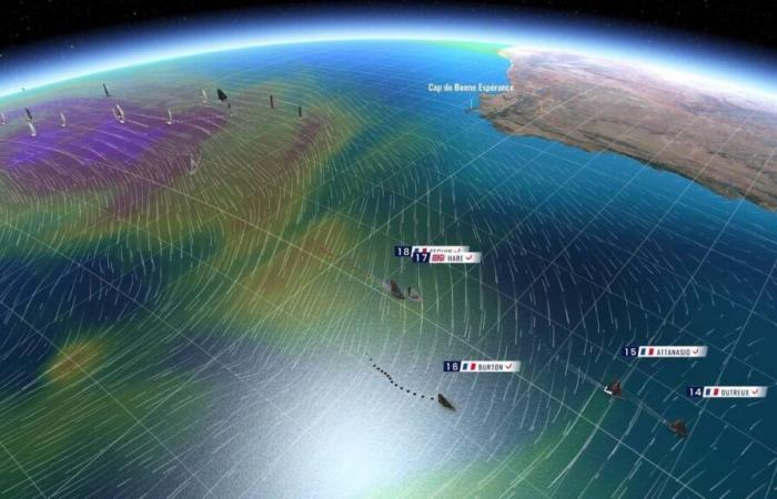 Mappatura 3D del 24° giorno di gare con l'opzione scelta da Charlie Dalin