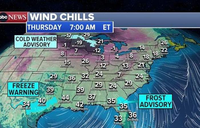 L’esplosione artica coprirà gran parte degli Stati Uniti con temperature sotto lo zero