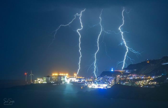 La tempesta Dorothea lascia vento, pioggia e fulmini questo sabato notte alla Palma