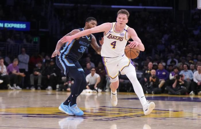 Dalton Knecht gioca 13 minuti nella vittoria dei Lakers contro Memphis