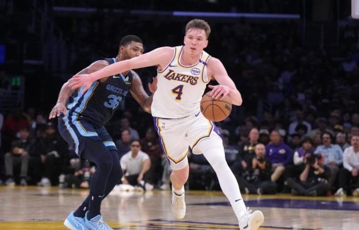 Dalton Knecht gioca 13 minuti nella vittoria dei Lakers contro Memphis