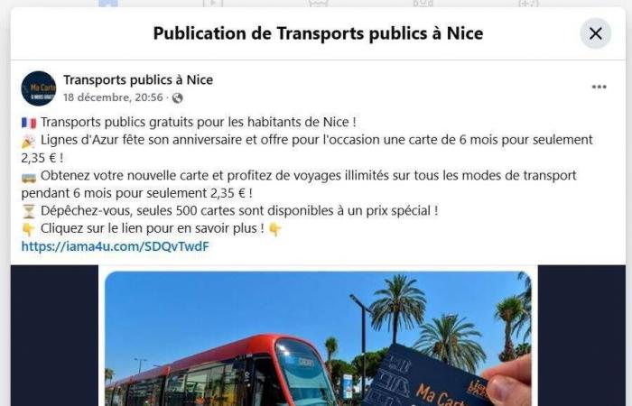 Ligne d'Azur propone sei mesi di tram a 2,35 euro su Facebook? È una truffa