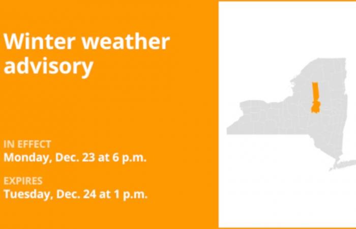 Meteo a New York: contea di Herkimer sotto allerta meteo invernale fino a martedì pomeriggio – fino a 5 pollici di neve