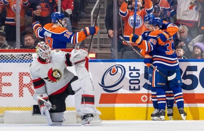 Gli Oilers riducono a sei il numero di vittorie consecutive dei Senatori